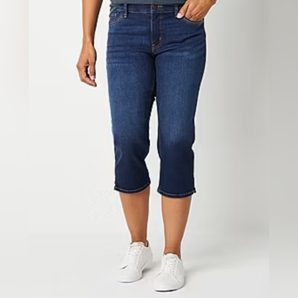 Women's Liz Claiborne Flexi-Fit Sara Crop Mid-Rise Jeans Sz 24W Blue